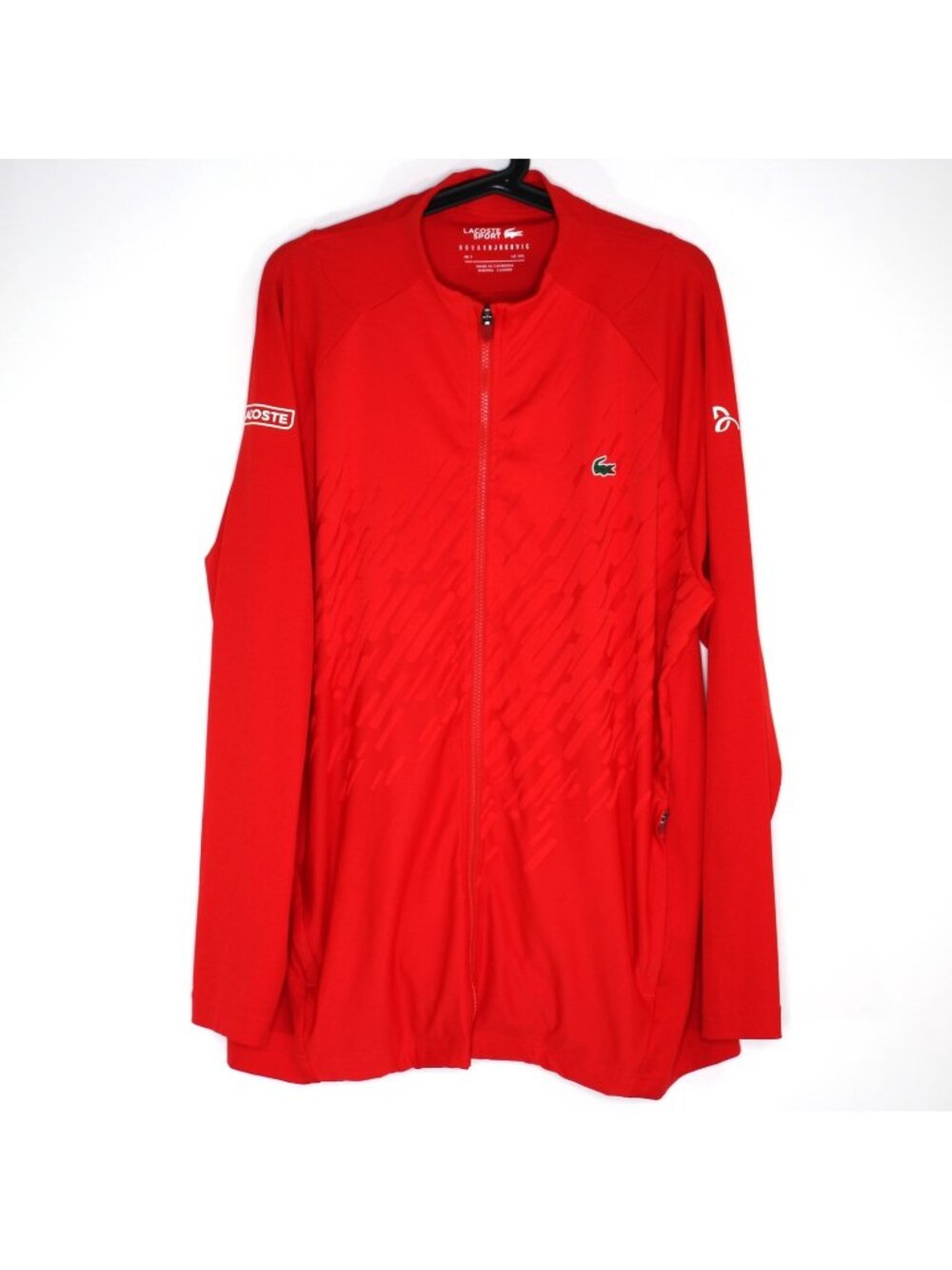 Lacoste Sport Mens 2XL Novak Djokovic Red Full Zip Tennis Jacket Q1160